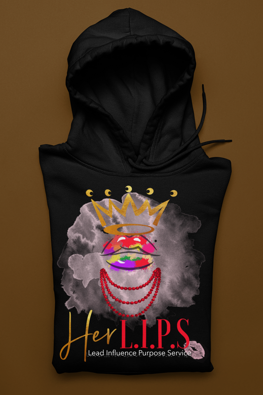 HerL.I.P.S. Graphic Logo "Queen REDEMPTION" gold crwn/red pearls Hoodie