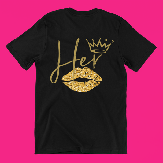 Gold "Her" w/Lips Tee